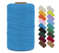 LEREATI Makramee Garn 1mm x 390m Baumwollgarn Geflochten Baumwollschnur Natürliche Baumwolle Garn, Bunt Macrame Cord 1mm für DIY Stricken Wandbehang Vorhang Hängepflanze Handtasche (Seeblau)