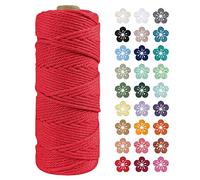 LEREATI Makramee Garn 2mm x 100m Rot Baumwollkordel Natur Baumwollseil Farbig Baumwollgarn, Macrame Cord 2mm für DIY Geflochten, Makramee Deko, Hängepflanze, Wandbehang, Vorhang