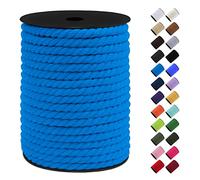 LEREATI Makramee Garn 8mm x 40m, Baumwollkordel Bunt Baumwollseil Geflochten Baumwollschnur, Baumwollgarn für DIY Basteln Hängepflanze Pflanze Aufhänger Wandbehang Weben Dekoration (Seeblau)