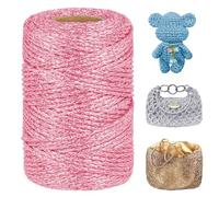 LEREATI Metallic Häkelgarn 3mm x 100m Makramee Garn zum Häkeln & Stricken Glitzergarn Polyester Garn für Handtaschen Hut Korb Häkeln, DIY Bastelarbeiten (Rosa)