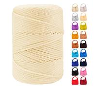 LEREATI Polyester Garn 3mm x 170m, Makramee Garn 3mm Geflochten Makramee Schnur Bunt, Macrame Cord 3mm Farbig für Geschenk, Häkeltasche, Umhängetasche, Platzteller, Wohndekorationen (Milchig Weiß)