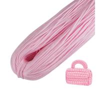 LEREATI Polyester Garn, Makramee Garn 3mm x 200m Polyester-Seil Polypropylen-Kordel Makramee Schnur Geflochten für Handtasche, Häkeltasche, Strickwaren, Wohndekorationen (Weißes Rosa)