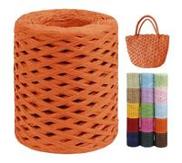 LEREATI Raffia Garn zum Häkeln von Taschen, 3mm x 200m Flach Papierdraht Bast Band Natur Paketschnur Papiergarn Raffia Bast zum Häkeln Handtasche, Körbe, Hüte, Geschenkverpackung (Orange)