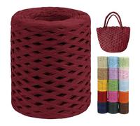 LEREATI Raffia Garn zum Häkeln von Taschen, 3mm x 200m Flach Papierdraht Bast Band Natur Paketschnur Papiergarn Raffia Bast zum Häkeln Handtasche, Körbe, Hüte, Geschenkverpackung (Rot)