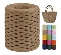 LEREATI Raffia Garn zum Häkeln von Taschen, 3mm x 200m Flach Papierdraht Bast Band Natur Paketschnur Papiergarn Raffia Bast zum Häkeln Handtasche, Körbe, Hüte, Geschenkverpackung (Helles Kaffee)