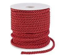 LEREATI Rot Polyester Kordel 5mm x 25m, 3-lagige Weiches Bastelseil Satin-Kordel-Besatz Dekorative gedrehte Makramee Schnur für DIY Handwerk Vorhang Krawatte Ehre Cord Geschenk Taschen