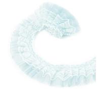 LEREATI Spitzenband Blau 5cm x 9.1m Plissiertes Spitzenstoff zum Nähen