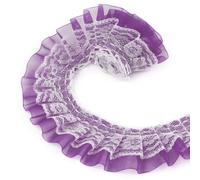 LEREATI Spitzenband Lila 5cm x 9.1m Plissiertes Spitzenstoff zum Nähen