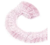 LEREATI Spitzenband Rosa 5cm x 9.1m Plissiertes Spitzenstoff zum Nähen
