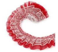 LEREATI Spitzenband Rot 5cm x 9.1m Plissiertes Spitzenstoff zum Nähen