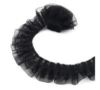 LEREATI Spitzenband Schwarz 5cm x 9.1m Plissiertes Spitzenstoff zum Nähen