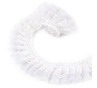 LEREATI Spitzenband Weiß 5cm x 9.1m Plissiertes Spitzenstoff zum Nähen