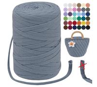 LEREATI T-Shirt Garn 7mm Textilgarn zum Häkeln für Körbe 100m / 250g Bändchengarn Makramee Garn Häkelgarn Stoff Dickes Garn zum Taschen Korb Decke Häkeln, Heimdekoration (Grau)