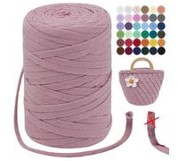 LEREATI T-Shirt Garn 7mm Textilgarn zum Häkeln für Körbe 100m / 250g Bändchengarn Makramee Garn Häkelgarn Stoff Dickes Garn zum Taschen Korb Decke Häkeln, Heimdekoration (Bohnenrosa)