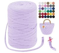 LEREATI T-Shirt Garn 7mm Textilgarn zum Häkeln für Körbe 100m / 250g Bändchengarn Makramee Garn Häkelgarn Stoff Dickes Garn zum Taschen Korb Decke Häkeln, Heimdekoration (Hellrosa Violett)