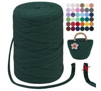 LEREATI T-Shirt Garn 7mm Textilgarn zum Häkeln für Körbe 100m / 250g Bändchengarn Makramee Garn Häkelgarn Stoff Dickes Garn zum Taschen Korb Decke Häkeln, Heimdekoration (Dunkelgrün)