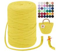 LEREATI T-Shirt Garn 7mm Textilgarn zum Häkeln für Körbe 100m / 250g Bändchengarn Makramee Garn Häkelgarn Stoff Dickes Garn zum Taschen Korb Decke Häkeln, Heimdekoration (Gelb), L104-FT