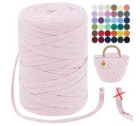 LEREATI T-Shirt Garn 7mm Textilgarn zum Häkeln für Körbe 100m / 250g Bändchengarn Makramee Häkelgarn Stoff Dickes Garn für Taschen Korb Decke, Heimdekoration (Rosa)