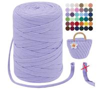 LEREATI T-Shirt Garn 7mm Textilgarn zum Häkeln für Körbe 100m / 250g Bändchengarn Makramee Häkelgarn Stoff Dickes Garn für Taschen Korb Decke, Heimdekoration (Rosa Violett)