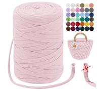 LEREATI T-Shirt Garn 7mm Textilgarn zum Häkeln für Körbe 100m / 250g Bändchengarn Makramee Häkelgarn Stoff Dickes Garn für Taschen Korb Decke, Heimdekoration (Fleischrosa)