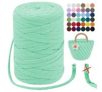 LEREATI T-Shirt Garn 7mm Textilgarn zum Häkeln für Körbe 100m / 250g Bändchengarn Makramee Häkelgarn Stoff Dickes Garn für Taschen, Korb, Decke, Heimdekoration (Mintgrün)