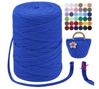 LEREATI T-Shirt Garn 7mm Zum Häkeln für Körbe 100m / 250g Bändchengarn Makramee Häkelgarn Stoff Dickes Textilgarn für Taschen Korb Decke, Heimdekoration (Dunkelblau)