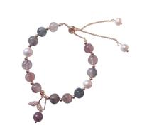 LerijN Chakra Armband,Perlenarmbänder, Natürliche Farbige Kristalle, Goldener Fischschwanz-Anhänger, Armreifen Mit Verstellbarem Kristallarmband, Reiki-Kristall-Schmuck Für Männer Und Frauen