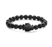 LerijN Edelstein Armband,Natürliche Schwarze Lava-Perlenarmbänder, Blauer Sand-Pinguin-Anhänger-Armband, Armreifen, Elastisches Kristallarmband, Reiki-Kristall-Schmuck Für Männer Und Frauen