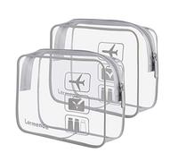 Lermende Kulturtasche Transparent, 2 Stück Flugzeug Kosmetiktasche Durchsichtig, wasserdichte PVC-Reise-Waschtaschen, TSA-Zugelassene Make-up-Taschen, für Familie, Männer un Frauen
