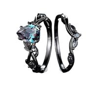 Lerpwige 2 Stücke Aquamarine Embedded Ringe Blue Gemstones Finger Ringe Raffinierter Schmuck Für Stilvolle Und Elegante Frauen Party Accessoires