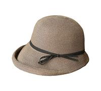 Lerpwige Damen Hepburn Vintage Gewebt Für Sonnenhut Elegante Kontrastfarbe Schleife Kurze Krempe Faltbar Eimerkappe Eimerhüte Für Frauen