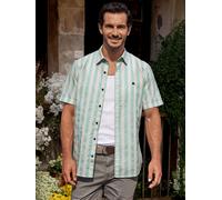 LERROS Gestreiftes Kurzarmhemd aus Baumwollmix - Mint Water XL