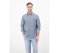 Leinenhemd LERROS "Gestreiftes Langarmhemd aus Leinen-Baumwoll-Mix", Herren, Gr. 3XL, Normalgrößen, classic navy, 55% Leinen, 45% Baumwolle, Hemden, Gestreift, 55% Leinen, 45% Baumwolle, Button-down,