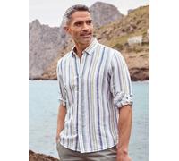 LERROS Gestreiftes Langarmhemd in Leinen-Baumwollqualität - White S