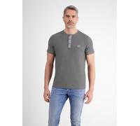 LERROS Gestreiftes Serafino-Shirt für Herren - Basalt Grey S