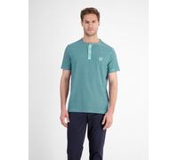 Henleyshirt LERROS "LERROS Herren Serafino-Shirt, gestreift", Herren, Gr. M, coastal blau, 100% Baumwolle, Rundhals, Kurzarm, Shirts (43154526-M) coastal blau
