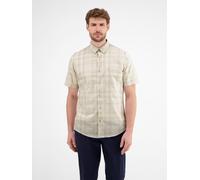 Karohemd LERROS "LERROS Halbarmhemd in sommerlich-lässiger Seersuckerqualität", Herren, Gr. XXL, Normalgrößen, weiß, 100% Baumwolle, Kurzarm, Hemden (14215965-XXL) weiß