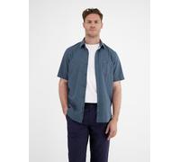 Kurzarmhemd LERROS "LERROS Halbarmhemd mit Leinenanteil, unifarben", Herren, Gr. S, Normalgrößen, blau (classic navy), 80% Baumwolle, 20% Leinen, Kurzarm, Hemden (88534905-S) classic navy