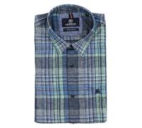 Kurzarmhemd LERROS, Herren, Gr. L, N-Gr, blau (classic navy), Web, Obermaterial: 60% Baumwolle, 40% Polyester, kariert, casual, regular fit Po-bedeckend, Kurzarm, Hemden, mit Logo Stickerei (84700735-