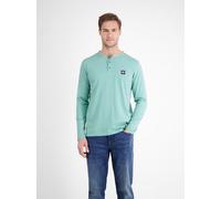 Sweatshirt LERROS "LERROS Serafino-Langarmshirt für Herren", Herren, Gr. XL, fjord blau, 100% Baumwolle, Sweatshirts (15907626-XL) fjord blau