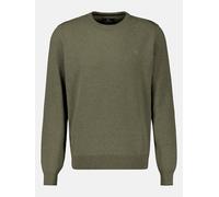 Strickpullover LERROS "LERROS Herren Basic Strickpullover", Herren, Gr. XXL, grün (nordic olive melange), 100% Baumwolle, Rundhals, Pullover (66209721-XXL) nordic olive melange