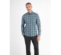 LERROS Herren Karohemd in Strukturqualität - Mineral Blue S