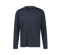 Langarmshirt LERROS, Herren, Gr. XL, blau (classic navy), Single Jersey, Obermaterial: 100% Baumwolle, bestickt, unifarben, regular fit hüftbedeckend, Rundhals, Shirts Langarmshirt, Rundhals / Unifarb