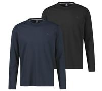 LERROS Herren Longsleeve Langarm-Shirt Rundhals (DE/NL/SE/PL, Alphanumerisch, 3XL, Regular, Regular, 1 x schwarz / 1 x Navy)
