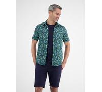LERROS Herren Poplin-Stretchhemd, floral gemustert - Coastal Blue XL