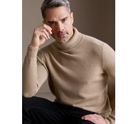 Rollkragenpullover LERROS, Herren, Gr. L, tender beige melange, Strick, Obermaterial: 88% Schurwolle, 12% Kaschmir, meliert, regular fit normal, ohne Ausschnitt, Rippbündchen, Pullover, mit Logo Stick