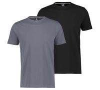 LERROS Herren Rundhals T-Shirt (DE/NL/SE/PL, Alphanumerisch, L, Regular, Regular, 1 x schwarz | 1 x grau)