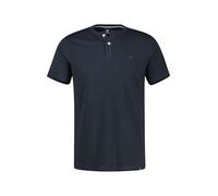 Kurzarmshirt LERROS, Herren, Gr. XL, classic navy, Single Jersey, Obermaterial: 100% Baumwolle, bestickt, unifarben, normal hüftbedeckend, Rundhals, Shirts Kurzarmshirt, mit Serafino-Kragen (53157647-