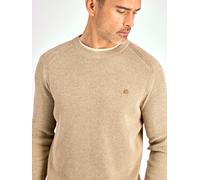Strickpullover LERROS, Herren, Gr. XXL, light coffee, Strick, Obermaterial: 100% Baumwolle, bestickt, unifarben, normal hüftbedeckend, Rundhals, Bündchen, Pullover, mit Logo-Stickerei und in Struktur-