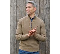 LERROS Herren Stricktroyer in Melange-Optik - Light Coffee XXL